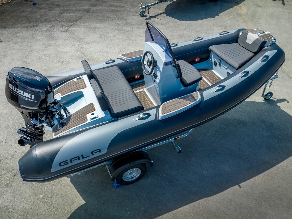 Gala Viking 420 rib with Suzuki DF60 outboard and Extreme roller coaster trailer